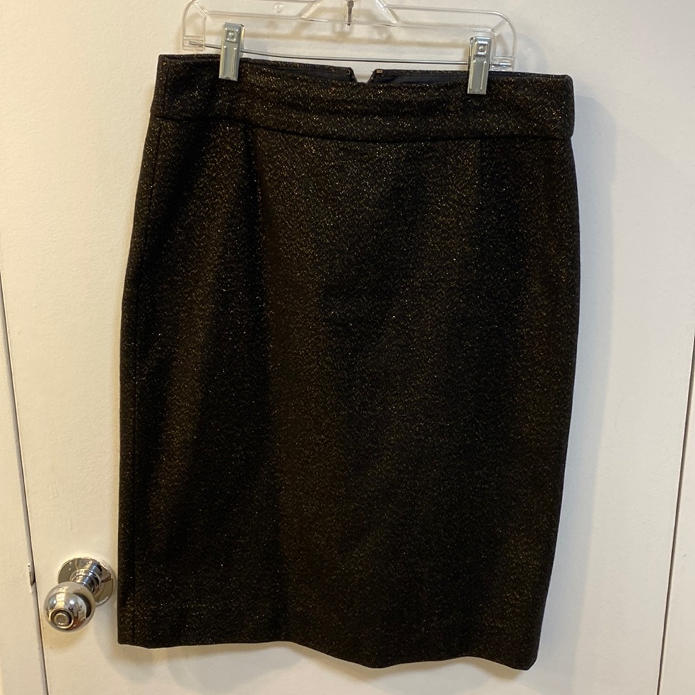 J.Crew black and gold wool skirt